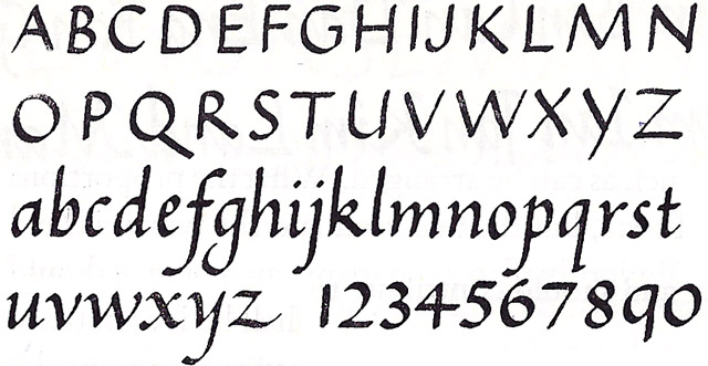 A sample of Italic printing, taken from Alfred Fairbank's book, "A Handwriting Manual".